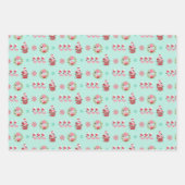 Weihnachtsfest Flamingo Muster auf Grün Geschenkpapier Set (Vorderseite)