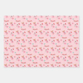 Weihnachtsfest Flamingo Muster auf Rosa Geschenkpapier Set (Vorderseite 2)