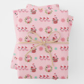 Weihnachtsfest Flamingo Muster auf Rosa Geschenkpapier Set (Beispiel)