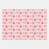 Weihnachtsfest Flamingo Muster auf Rosa Geschenkpapier Set (Vorderseite)