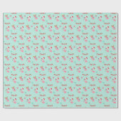 Weihnachtsfest Flamingos auf Grün Geschenkpapier (Flach)
