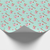 Weihnachtsfest Flamingos auf Grün Geschenkpapier (Ecke)