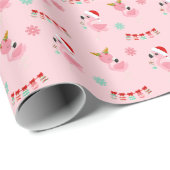 Weihnachtsfest Flamingos auf Rosa Geschenkpapier (Rolleneckpunkt)