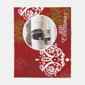 Weihnachtsfest Foto Damask Muster Fleecedecke (Vorderseite)