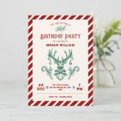 Weihnachtsfest Geburtstagsparty Einladung (Stehend Vorderseite)