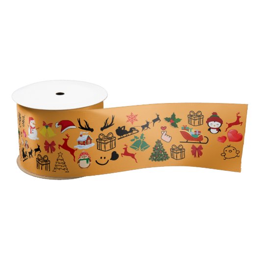 🎄 ✨ Weihnachtsfest gedruckte Satin Ribbon Roll Satinband (Spule)