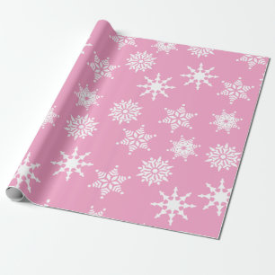 Weihnachtsfest Girly Pink Snowflakes Stars Geschenkpapier