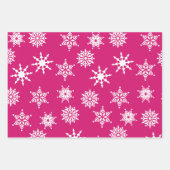 Weihnachtsfest Girly Pink Snowflakes Stars Geschenkpapier Set (Vorderseite 3)