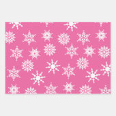 Weihnachtsfest Girly Pink Snowflakes Stars Geschenkpapier Set (Vorderseite 2)