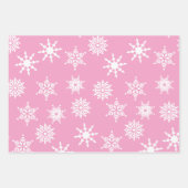Weihnachtsfest Girly Pink Snowflakes Stars Geschenkpapier Set (Vorderseite)