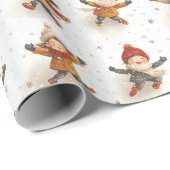 Weihnachtsfest Glücklich Kinderschnee Geschenkpapier (Rolleneckpunkt)