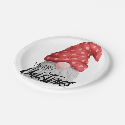 Weihnachtsfest Gnome Pappteller (Schrägansicht)