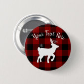 Weihnachtsfest Hirsch auf Buffalo Kariert Custom Button (Vorne & Hinten)