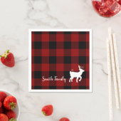 Weihnachtsfest Hirsch auf Buffalo Kariert Custom Serviette (Beispiel)
