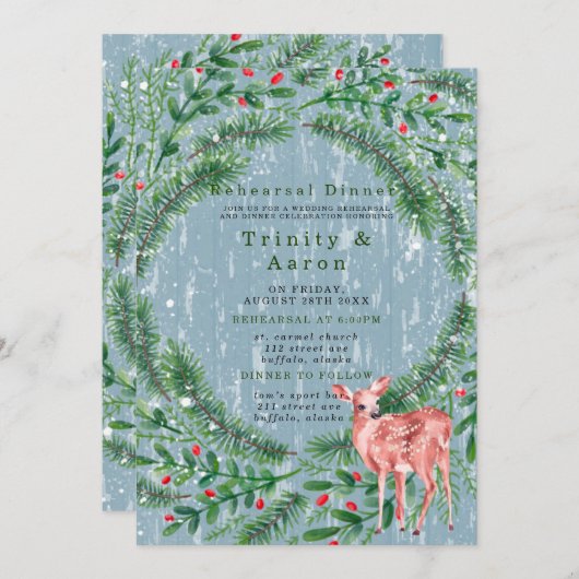 Weihnachtsfest Hirsch Probe Abendessen Einladung (Vorne/Hinten)