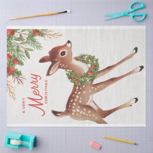 Weihnachtsfest - Hirsch und Kraut Seidenpapier (Basteln)