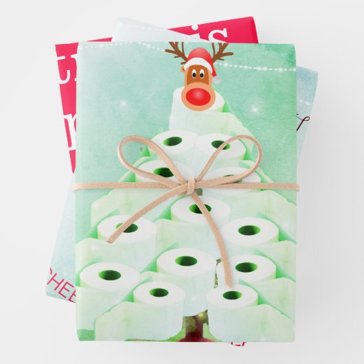 Weihnachtsfest Hirsche Cocktail Tree Shiny Geschenkpapier Set (Beispiel)