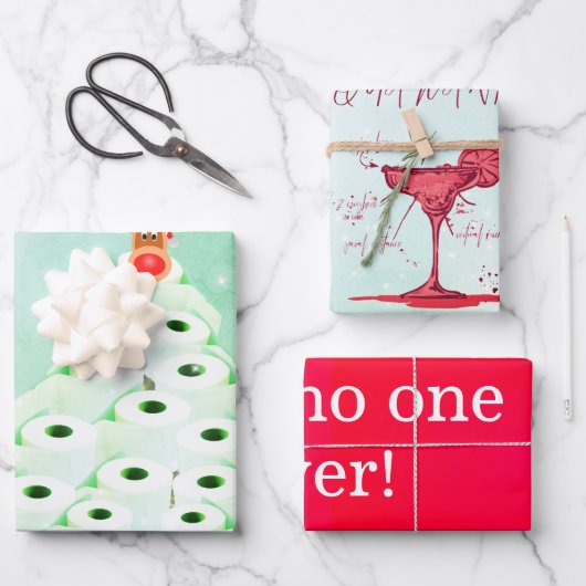 Weihnachtsfest Hirsche Cocktail Tree Shiny Geschenkpapier Set (Vorderseite)