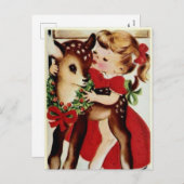 Weihnachtsfest Hirschkind Weihnachtspostkarte Feiertagspostkarte (Vorne/Hinten)