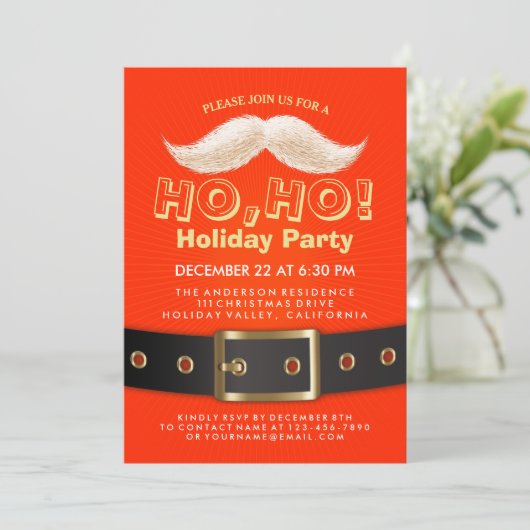 Weihnachtsfest, Ho, Feiertag einladen Einladung (Stehend Vorderseite)