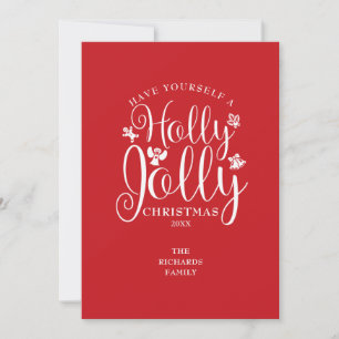 Weihnachtsfest Holly Jolly Elegantes Skript Feiertagskarte