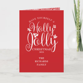 Weihnachtsfest Holly Jolly Script Snowflakes Feiertagskarte