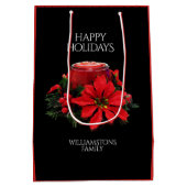Weihnachtsfest Holly Poinsettias Mittlere Geschenktüte (Rückseite)