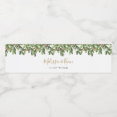 Weihnachtsfest Holly Wasserflaschenetikett (Einzelnes Label)