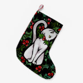 Weihnachtsfest Holly White Cat Kleiner Weihnachtsstrumpf (Vorderansicht (hängend))