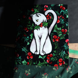 Weihnachtsfest Holly White Cat Poster