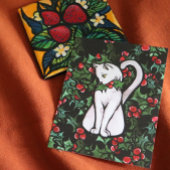Weihnachtsfest Holly White Cat Postkarte