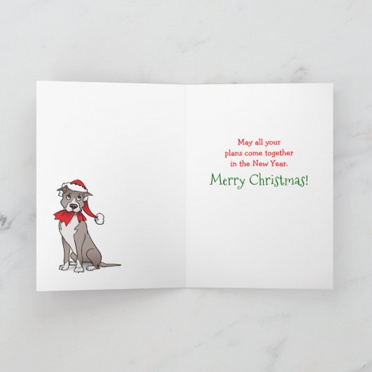 Weihnachtsfest - Hundeschlitten-Rentier Feiertagskarte (Innenseite)