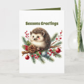 Weihnachtsfest - Igel anpassbar Feiertagskarte (Vorderseite)