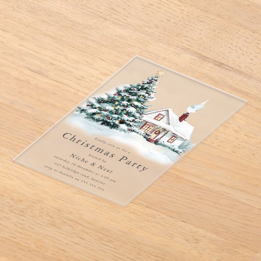 Weihnachtsfest im Baum & Haus Weihnachten Party Acryleinladungen (Ablage )