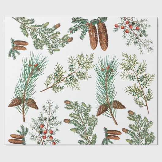 Weihnachtsfest im Coniferwald Geschenkpapier (Flach)