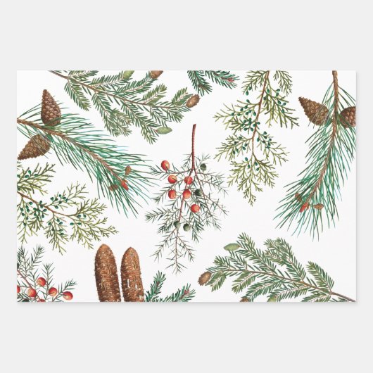 Weihnachtsfest im Coniferwald Geschenkpapier Set (Vorderseite 3)