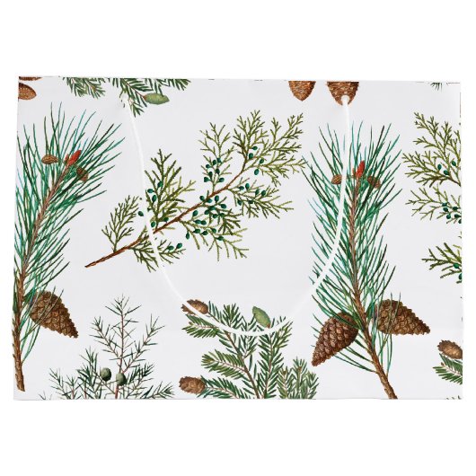 Weihnachtsfest im Coniferwald Große Geschenktüte (Rückseite)