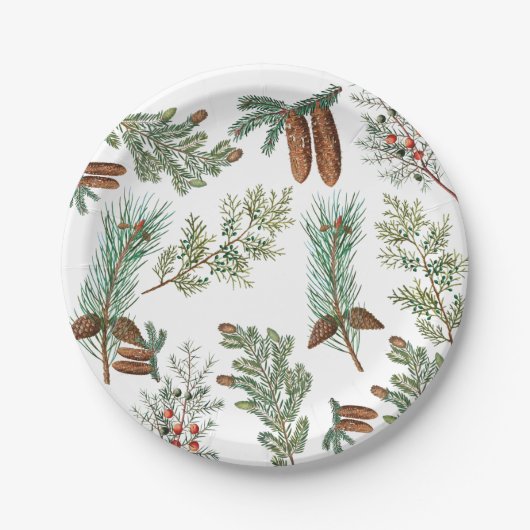 Weihnachtsfest im Coniferwald Pappteller (Vorderseite)