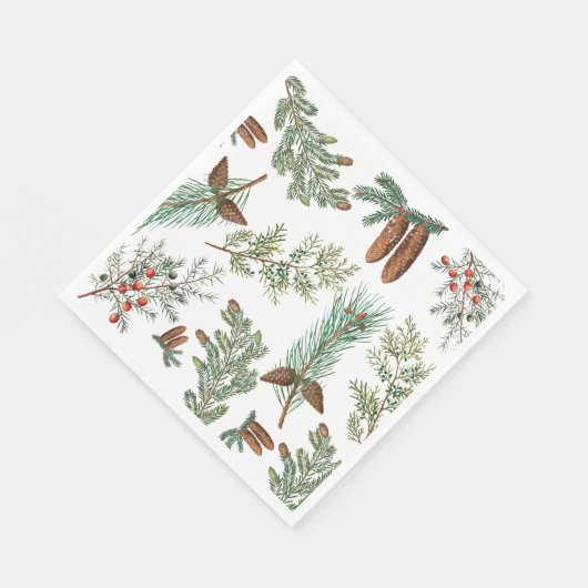 Weihnachtsfest im Coniferwald Serviette (Ecke)