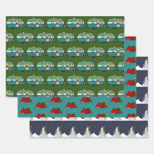 Weihnachtsfest im Freien für Liebhaber des Camping Geschenkpapier Set