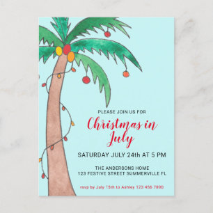 Weihnachtsfest im Juli Palm Party Einladungspostkarte