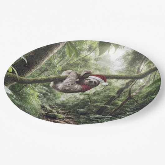 Weihnachtsfest im Regenwald Pappteller (Schrägansicht)