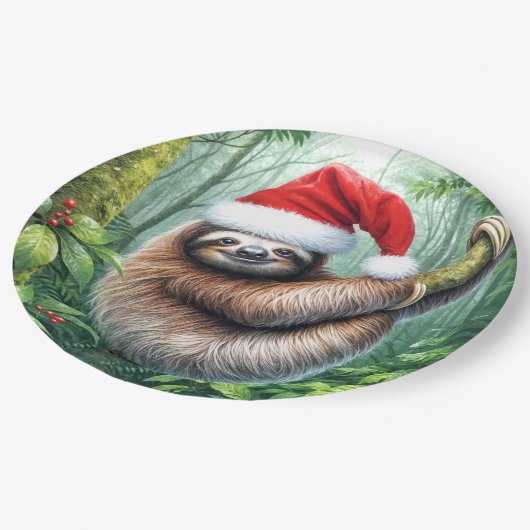 Weihnachtsfest im Regenwald Pappteller (Schrägansicht)