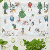 Weihnachtsfest im Schneeflocken Geschirrtuch (Gefaltet)