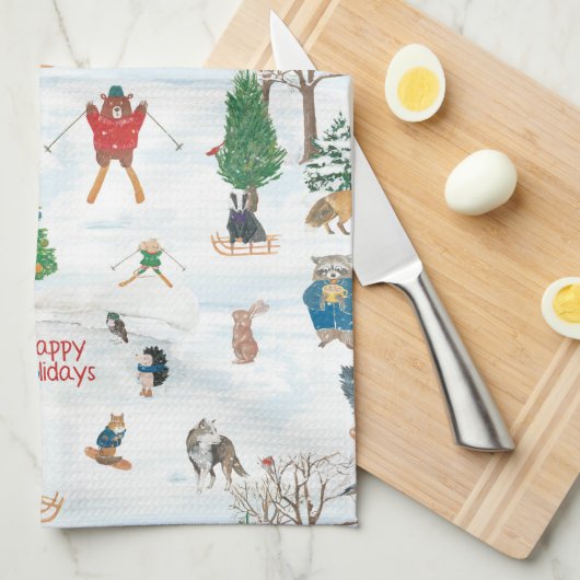 Weihnachtsfest im Schneeflocken Geschirrtuch (Viertel Falte)