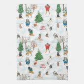 Weihnachtsfest im Schneeflocken Geschirrtuch (Vertikal)