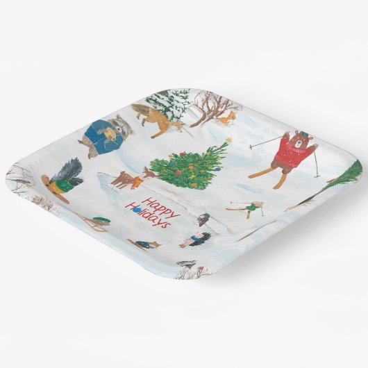 Weihnachtsfest im Schneeflocken Pappteller (Gewinkelt)