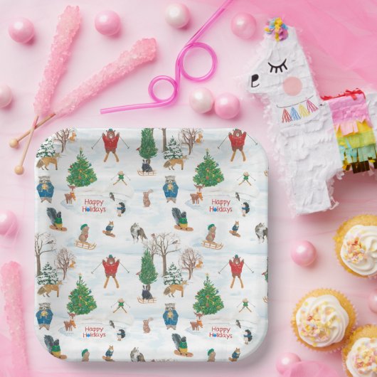 Weihnachtsfest im Schneeflocken Pappteller (Party)