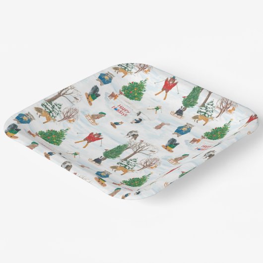 Weihnachtsfest im Schneeflocken Pappteller (Gewinkelt)