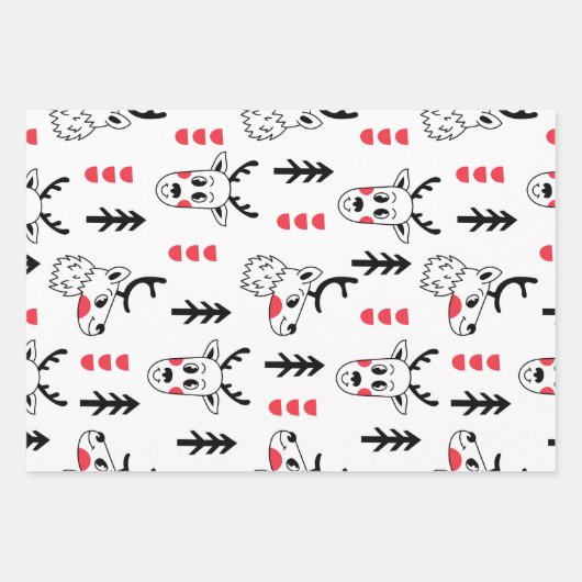 Weihnachtsfest im skandinavischen Stil - Set von 3 Geschenkpapier Set (Vorderseite 3)